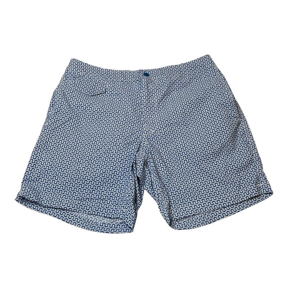 J. Crew Mid Length 7” Blue White Swim Lined Shorts Trunks Mens Size 32 - Picture 1 of 15